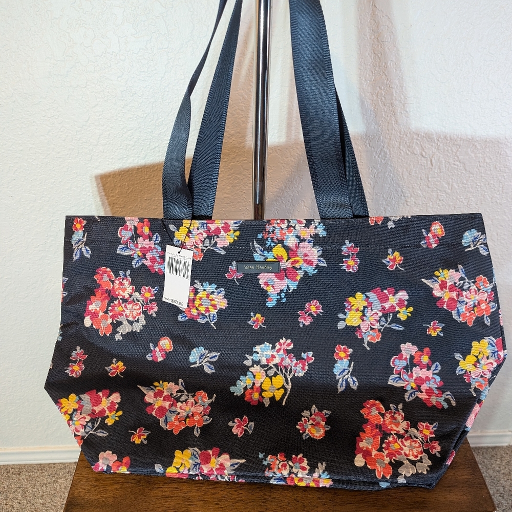 Vera Bradley Black Tote with Colorful Floral Design
